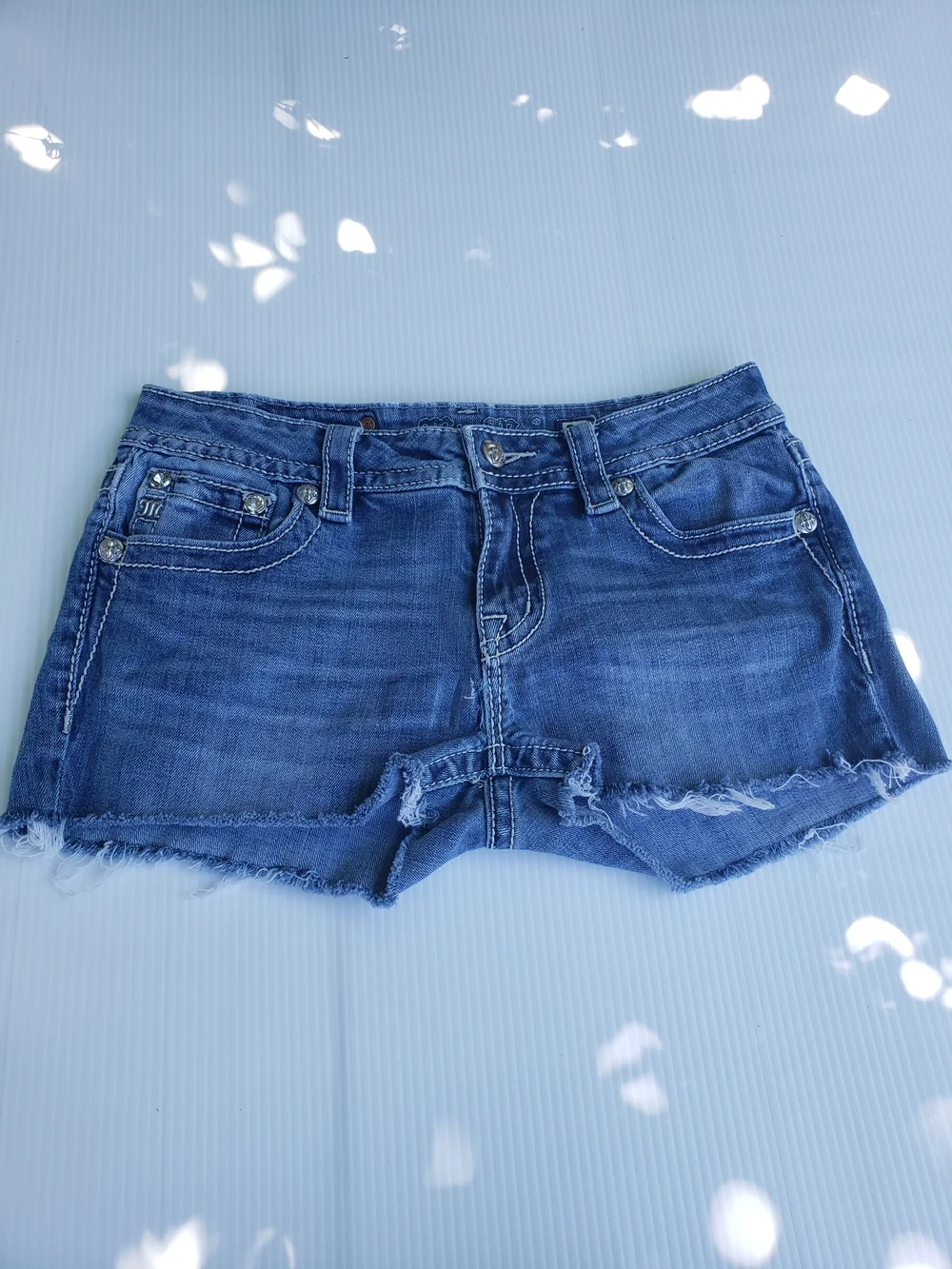 Miss Me Denim Cutoff Women's Shorts - Blue 29